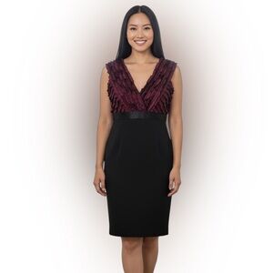 Max studio speciality products V dress ruffle maroon & blk fitted bottom size XL
